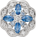 Sterling Silver Reflections Rhodium-plated Blue Spinel & CZ Floral Bead