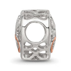 Sterling Silver Reflections Rhodium and Rose Gold-plated CZ Love Heart Shaped Bead