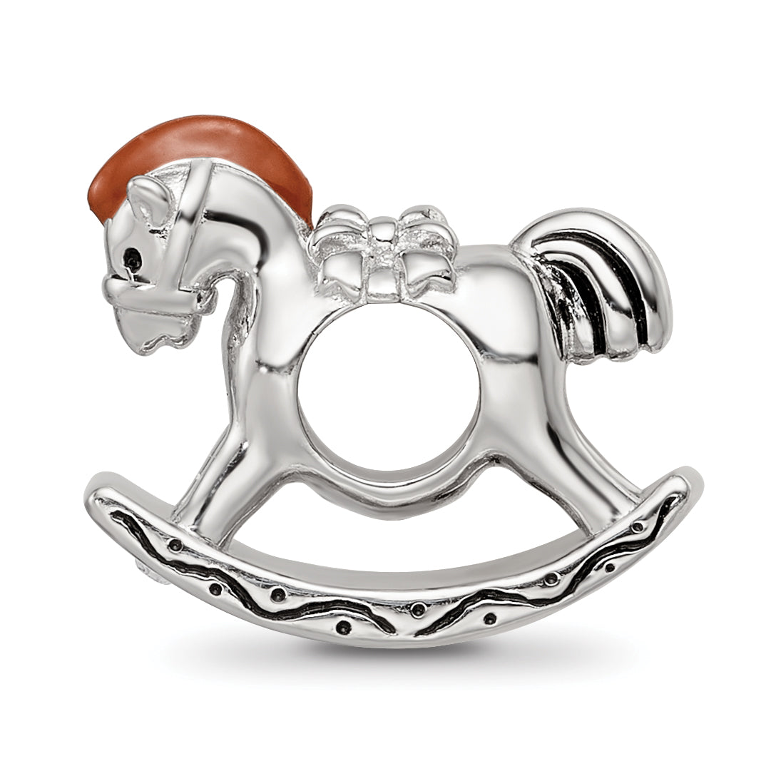 SS Reflections Rhod-plated Crystals Enamel Rocking Horse Bead Secondary image