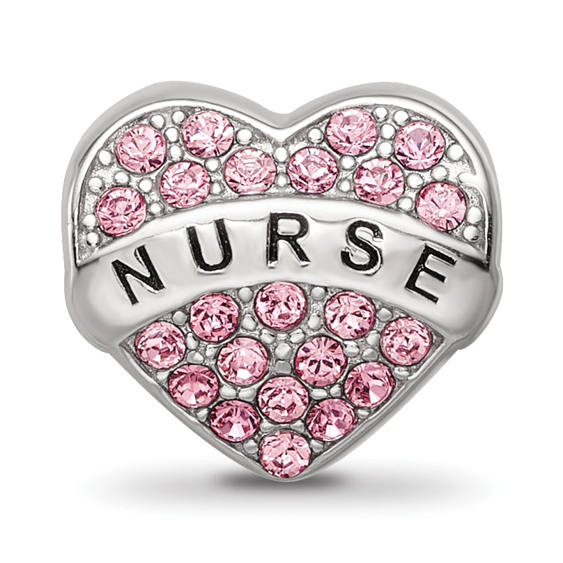 Sterling Silver Reflections Crystals Nurse Heart Bead