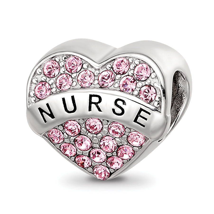 Sterling Silver Reflections Crystals Nurse Heart Bead Main image