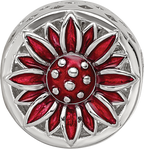 Sterling Silver Reflections Rhodium-plated Red Enamel Flower Bead