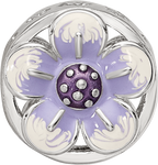 Sterling Silver Reflections Rhodium-plated Enamel Flower Bead