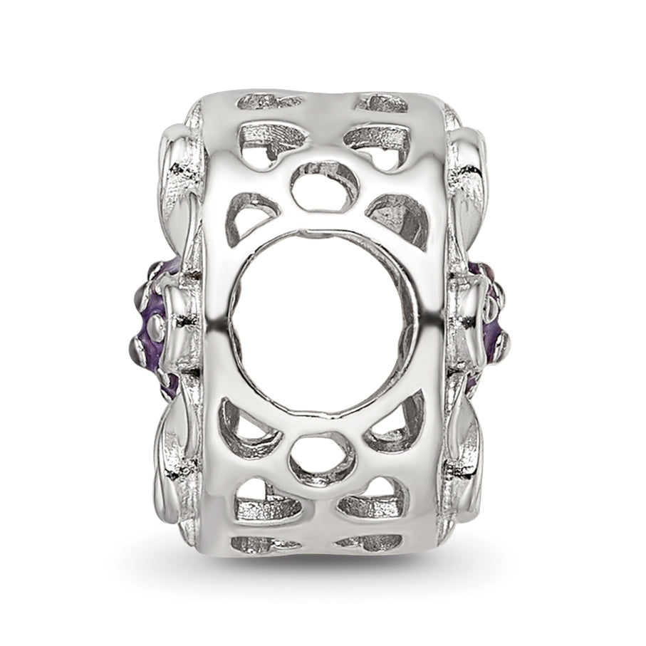 Sterling Silver Reflections Rhodium-plated Enamel Flower Bead Secondary image
