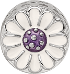 Sterling Silver Reflections Rhodium-plated Enamel Flower Bead