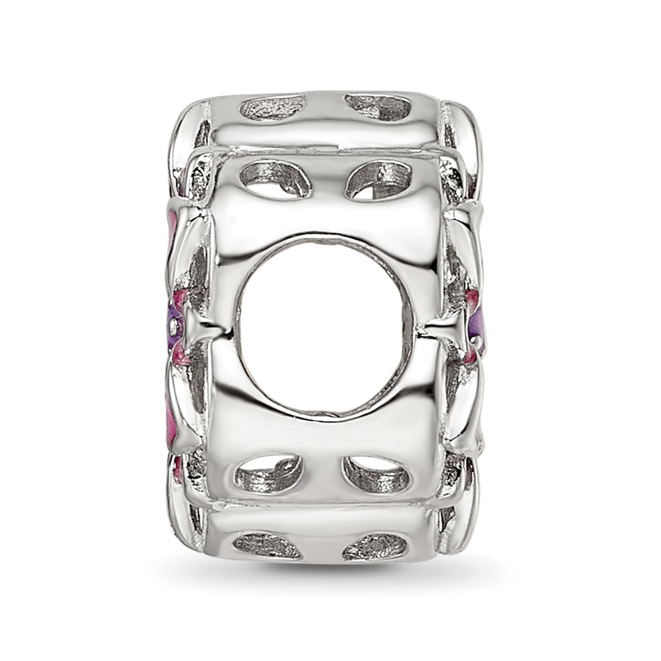 Sterling Silver Reflections Rhodium-plated Enamel Flower Cut-Out Bead Secondary image