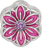 Sterling Silver Reflections Rhodium-plated Enamel Flower Cut-Out Bead