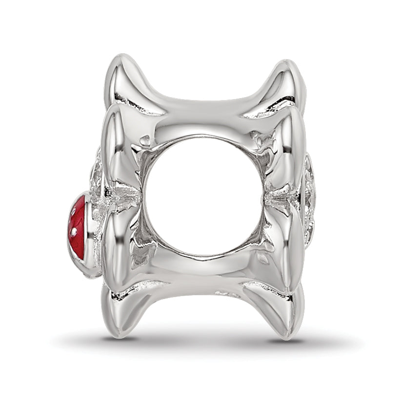 Sterling Silver Reflections Rhod-plated Enameled CZ Ladybug Flower Bead Secondary image