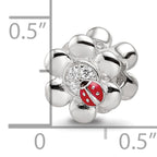 Sterling Silver Reflections Rhod-plated Enameled CZ Ladybug Flower Bead