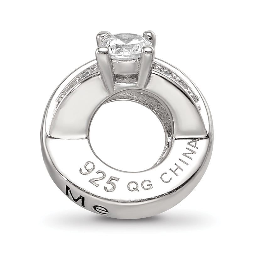 Sterling Silver Reflections Rhod-plated CZ Engagement Ring Bead Secondary image