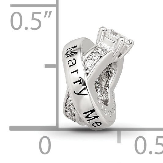 Sterling Silver Reflections Rhod-plated CZ Engagement Ring Bead