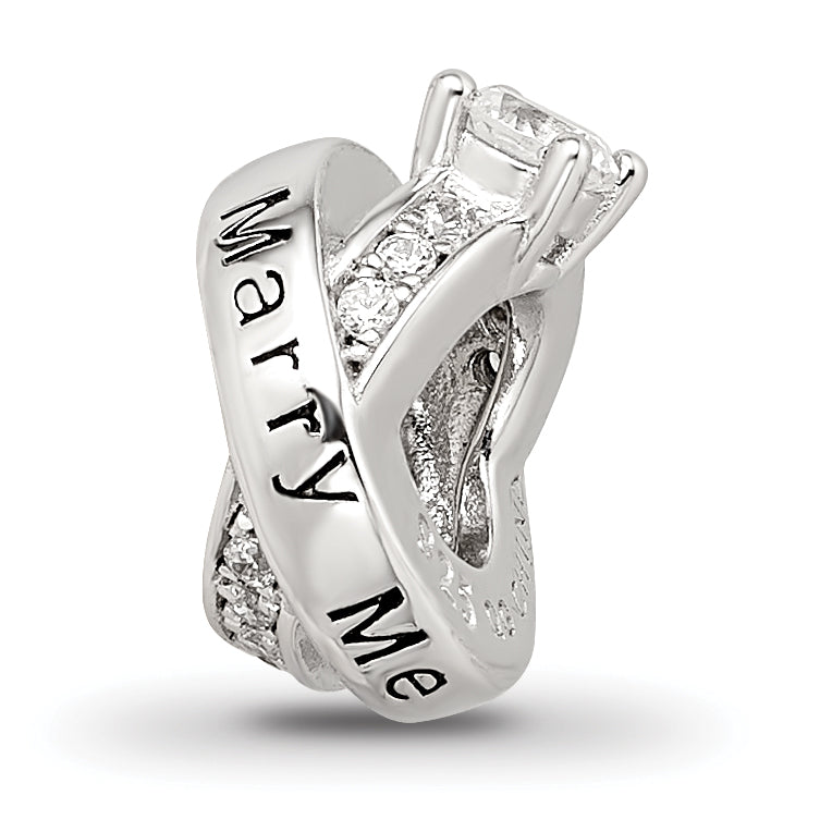 Sterling Silver Reflections Rhod-plated CZ Engagement Ring Bead Main image