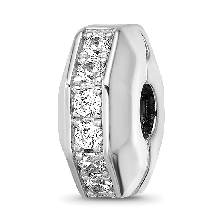 Sterling Silver Reflections Rhod-plated CZ Hinged Bead Main image