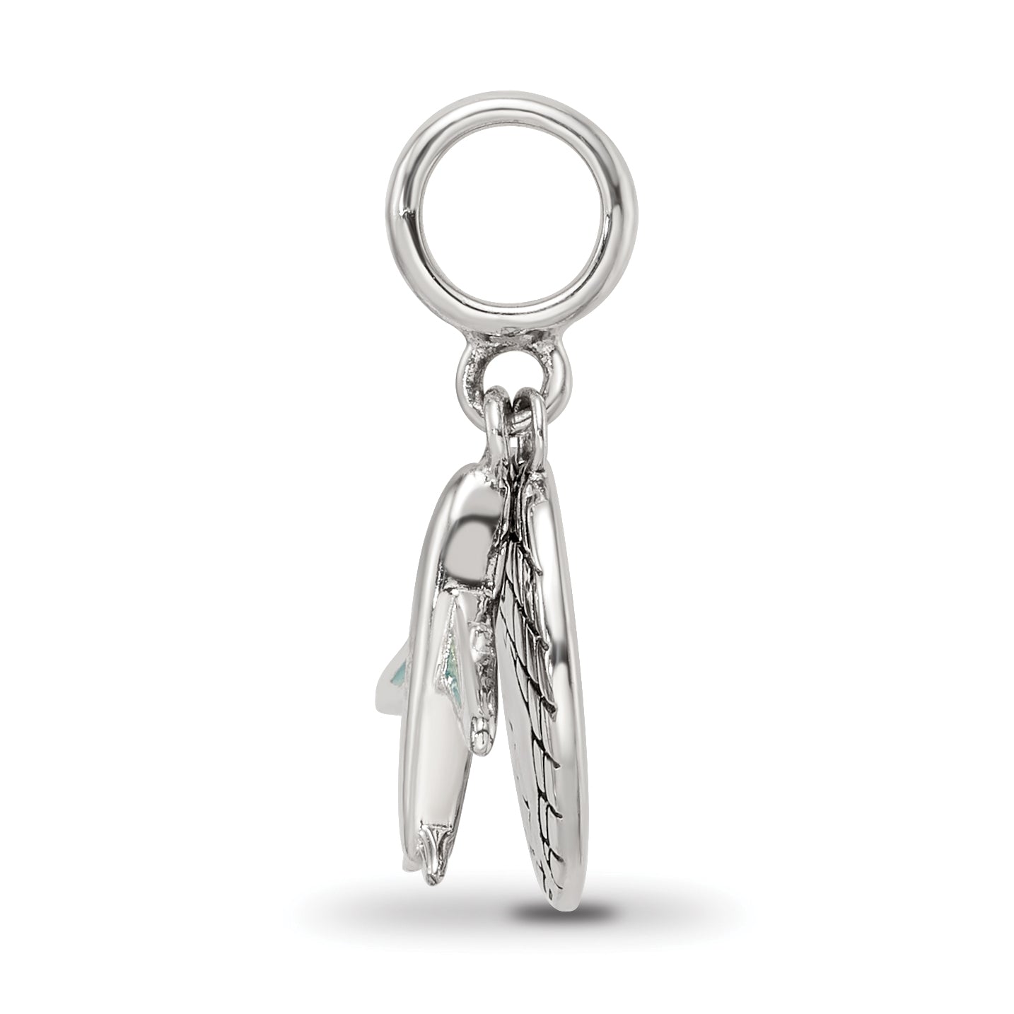 Sterling Silver Reflections Rhod-plated Earth & Plane 2-Piece Dangle Bead Secondary image