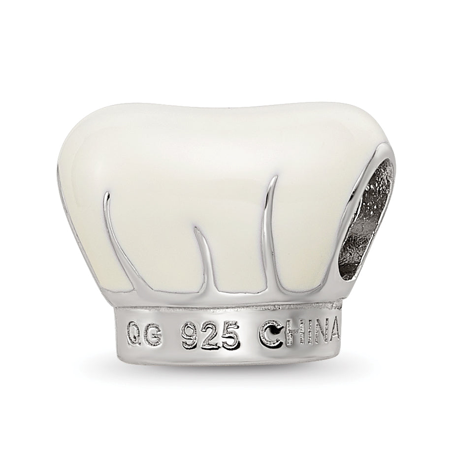 Sterling Silver Reflections Rhod-plated Enamel Chef Hat Bead