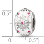 Sterling Silver Reflections Rhod-plated Enamel Crystal Snowflake Bead