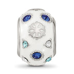 Reflections Sterling Silver Rhodium-plated Enamel Preciosa Crystal White and Blue Snowflake Bead