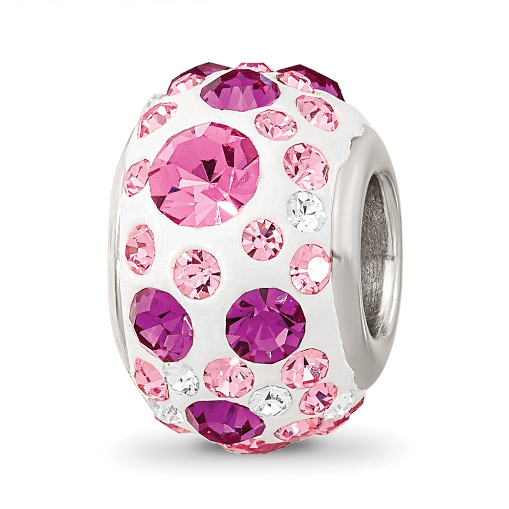 Sterling Silver Reflections Rhod-pl Pink Preciosa Crystal Bead Main image