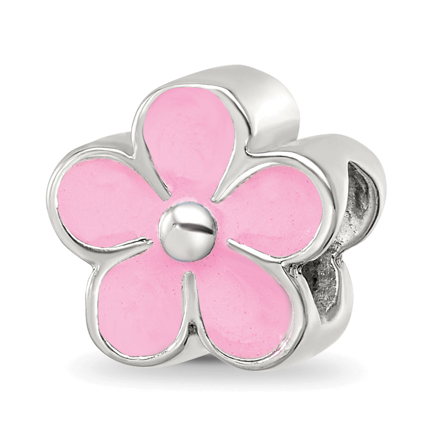 Sterling Silver Reflections Pink Enamel Flower Bead Main image