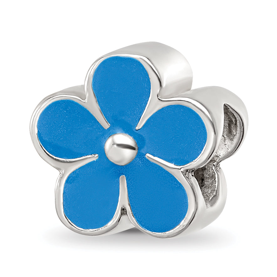 Sterling Silver Reflections Blue Enamel Flower Bead Main image