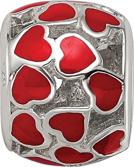 Sterling Silver Reflections Enamel Heart Bead