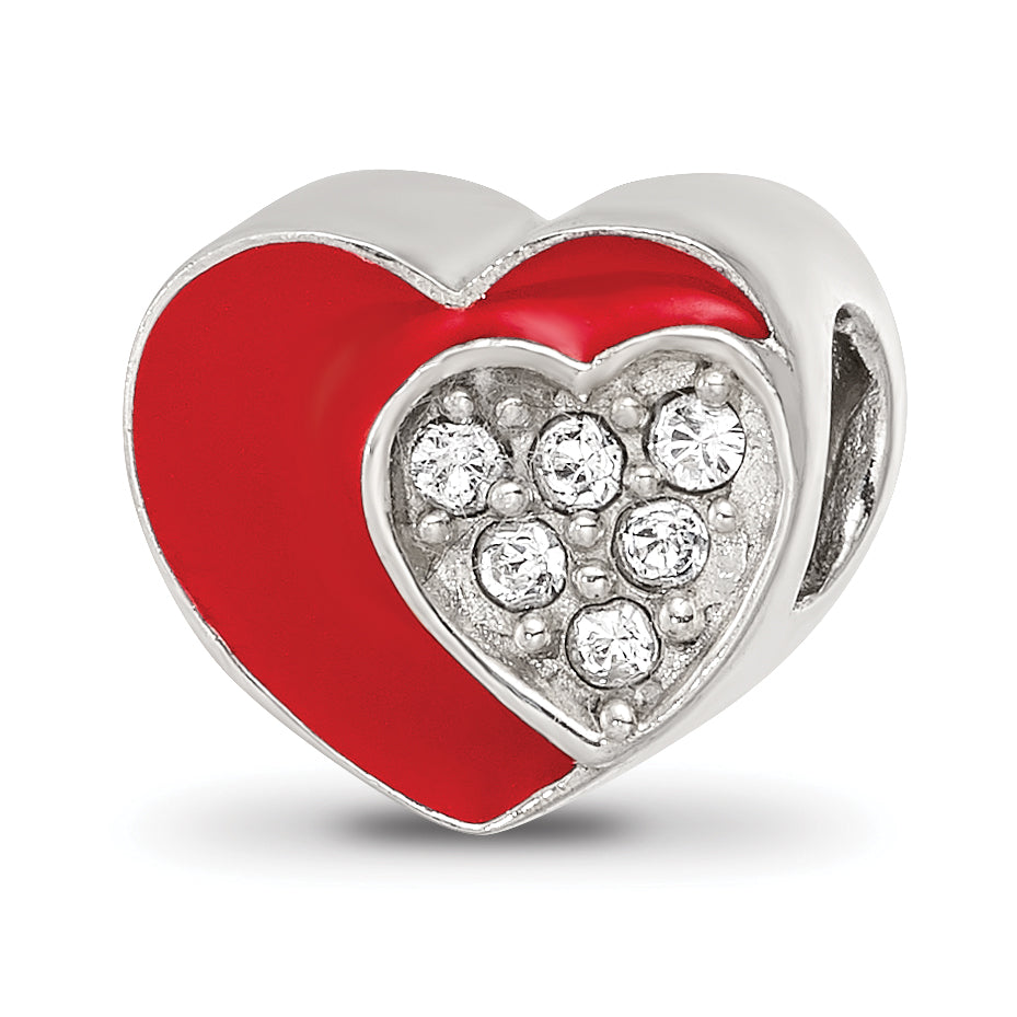 Sterling Silver Reflections Preciosa Crystal Enamel Heart Bead Main image