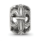Sterling Silver Reflections Antiqued Fleur de Lis Bead