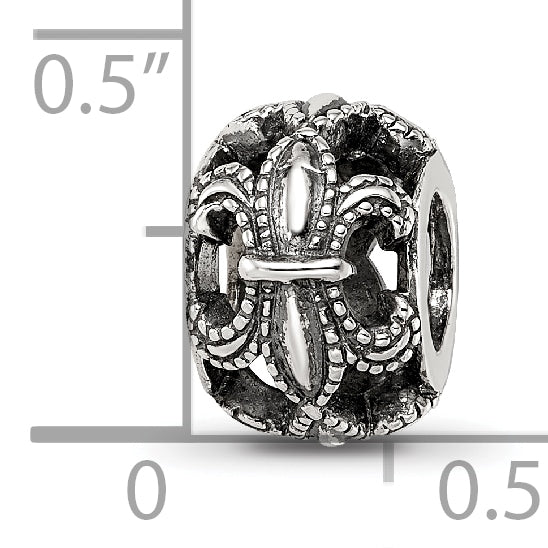 Sterling Silver Reflections Antiqued Fleur de Lis Bead
