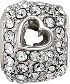 Sterling Silver Reflections Preciosa Crystal Heart Cut-Out Bead