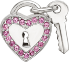Sterling Silver Reflections CZ Heart & Key Lock Bead