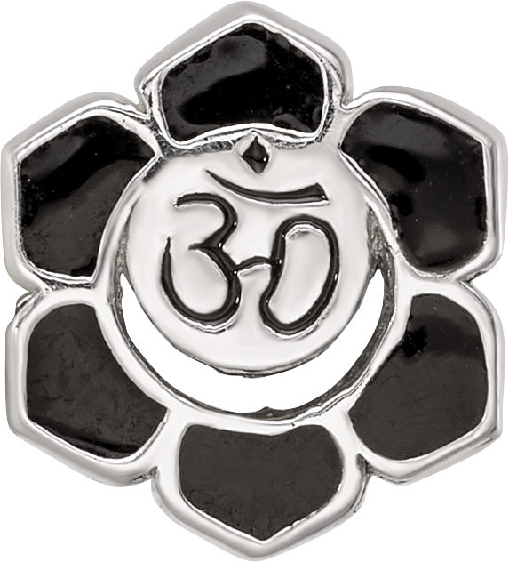 Sterling Silver Reflections Enamel Om Symbol Flower Bead