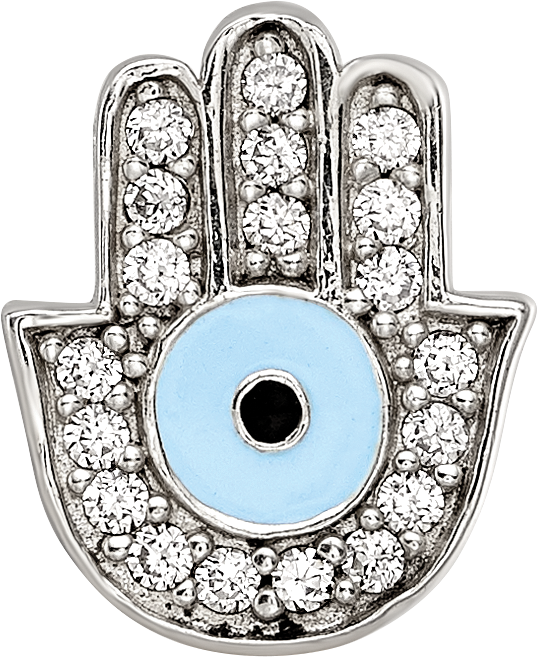 Sterling Silver Reflections Enamel CZ Hamsa/Chamseh Bead