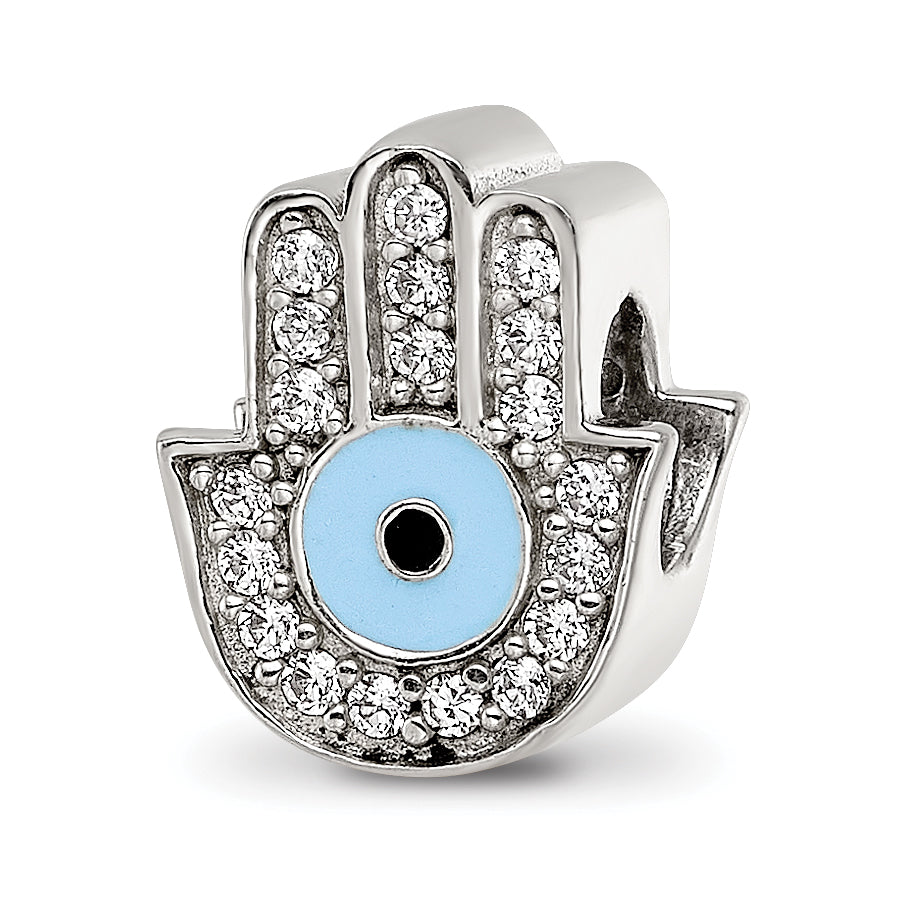 Sterling Silver Reflections Enamel CZ Hamsa/Chamseh Bead