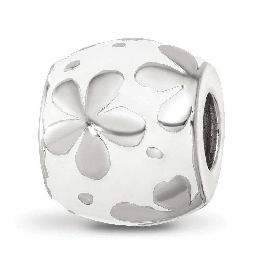 Sterling Silver Reflections White Enamel Floral Bead Main image