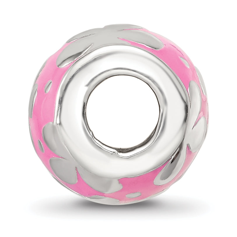 Sterling Silver Reflections Pink Enamel Floral Bead Secondary image