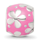 Sterling Silver Reflections Pink Enamel Floral Bead