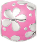 Sterling Silver Reflections Pink Enamel Floral Bead