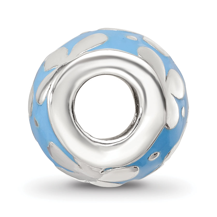 Sterling Silver Reflections Blue Enamel Floral Bead Secondary image