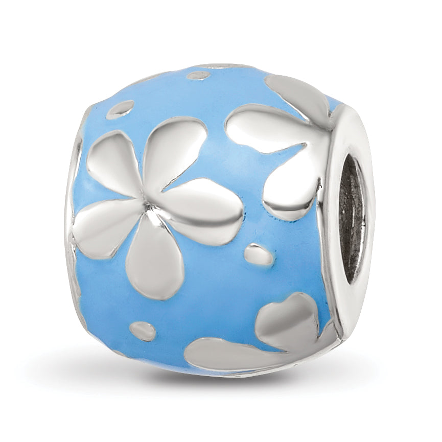 Sterling Silver Reflections Blue Enamel Floral Bead Main image