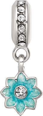 SS Reflections Preciosa Crystal Teal Enamel Dangle Flower Bead