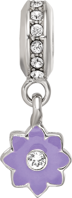 SS Reflections Preciosa Crystal Purple Enamel Dangle Flower Bead