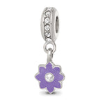 SS Reflections Preciosa Crystal Purple Enamel Dangle Flower Bead