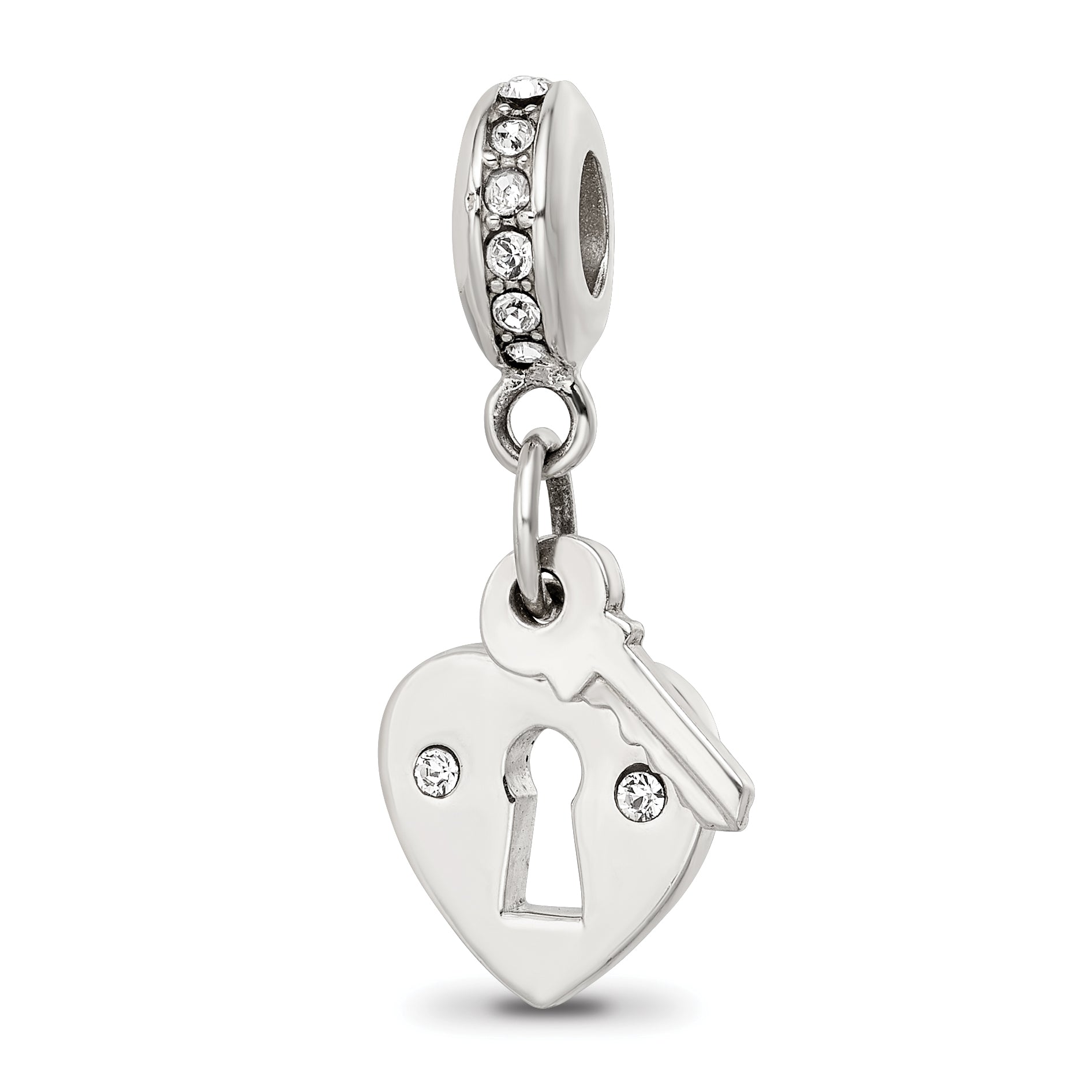 Sterling Silver Reflections Preciosa Crystal Heart Lock & Key Bead Main image