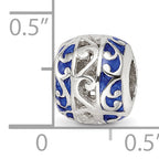 Sterling Silver Reflections Blue Enamel Swirl Design Bead
