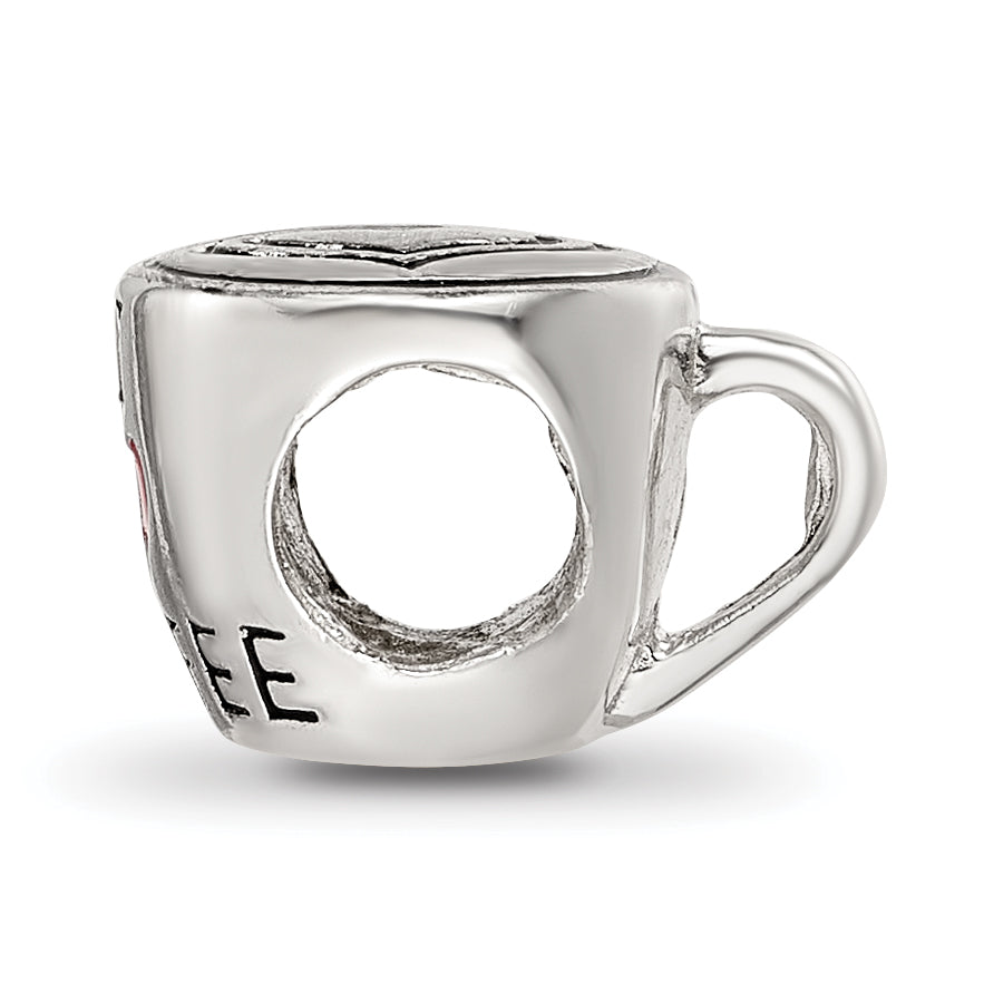 Sterling Silver Reflections Enamel I Heart Coffee Mug Bead Secondary image