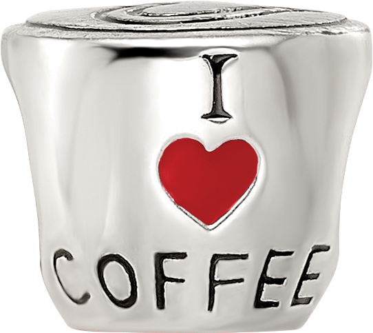 Sterling Silver Reflections Enamel I Heart Coffee Mug Bead