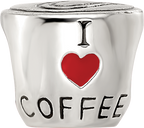 Sterling Silver Reflections Enamel I Heart Coffee Mug Bead