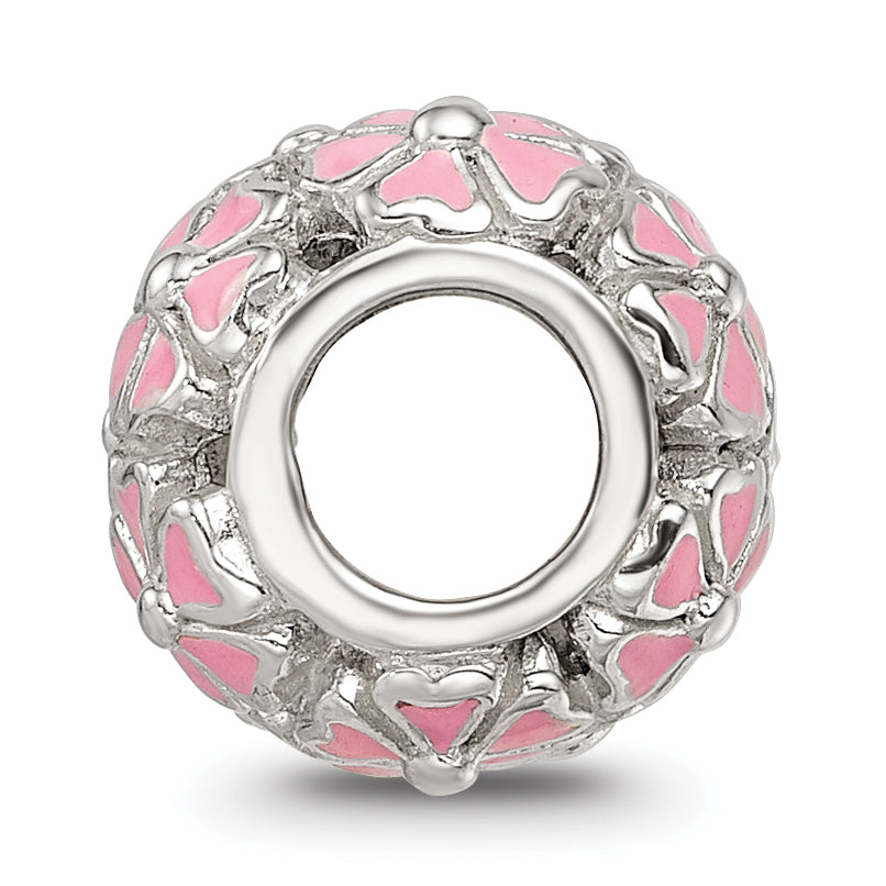 Sterling Silver Reflections Pink Enamel Floral Bead Secondary image