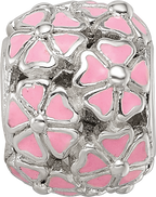 Sterling Silver Reflections Pink Enamel Floral Bead
