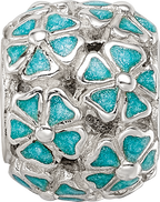 Sterling Silver Reflections Green Enamel Floral Bead
